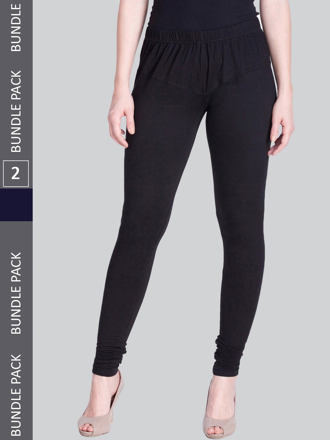 

LYRA Pack Of 2 4-Way Stretch Churidar-Length Leggings, Navy blue