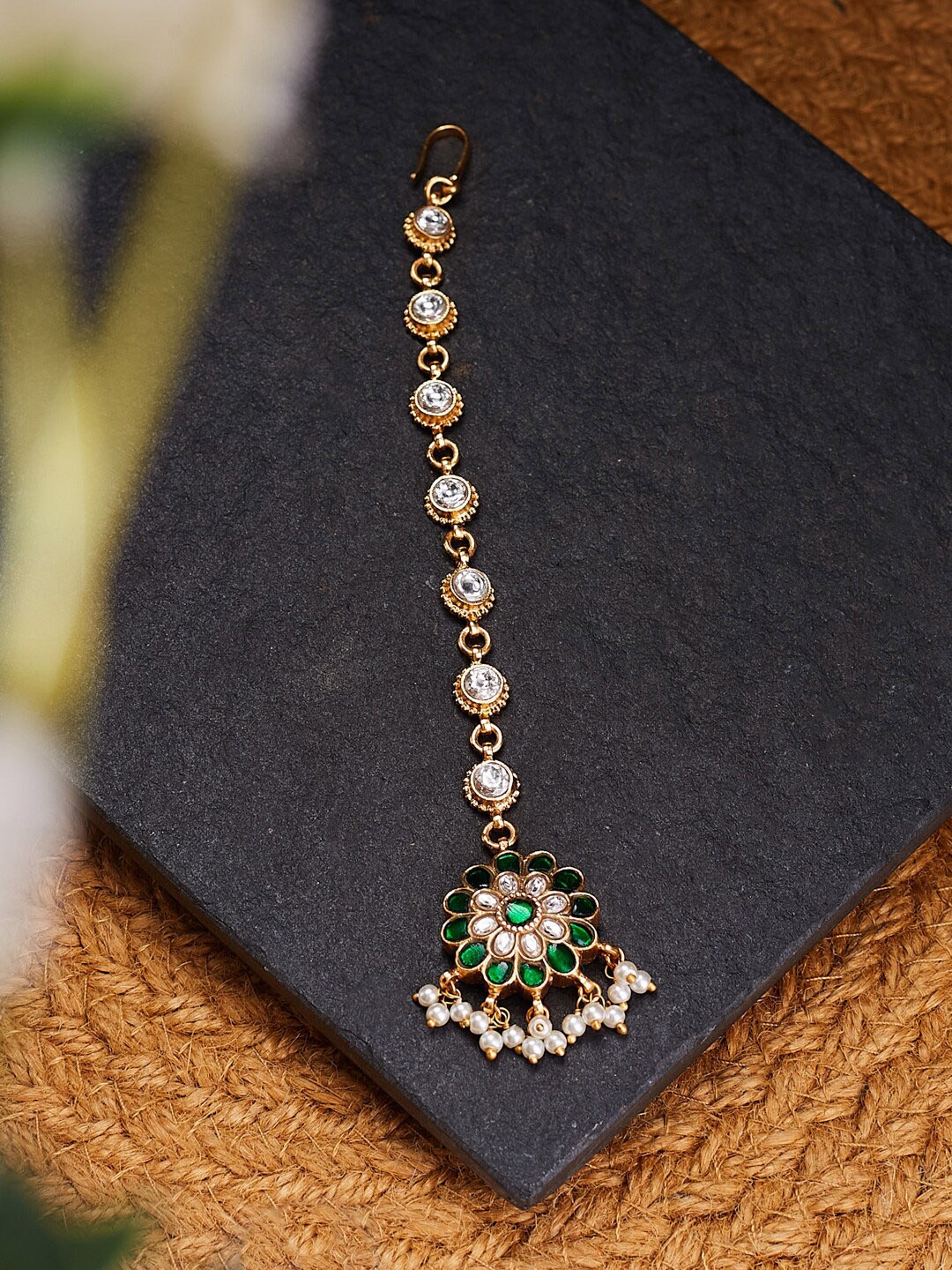 

Fabindia Gold-Plated Kundan-Studded & Kundan Maang Tikka