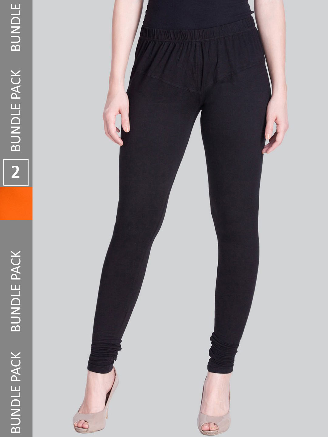 

LYRA Women Pack Of 2 Churidar-Length Cotton Lycra Leggings, Black