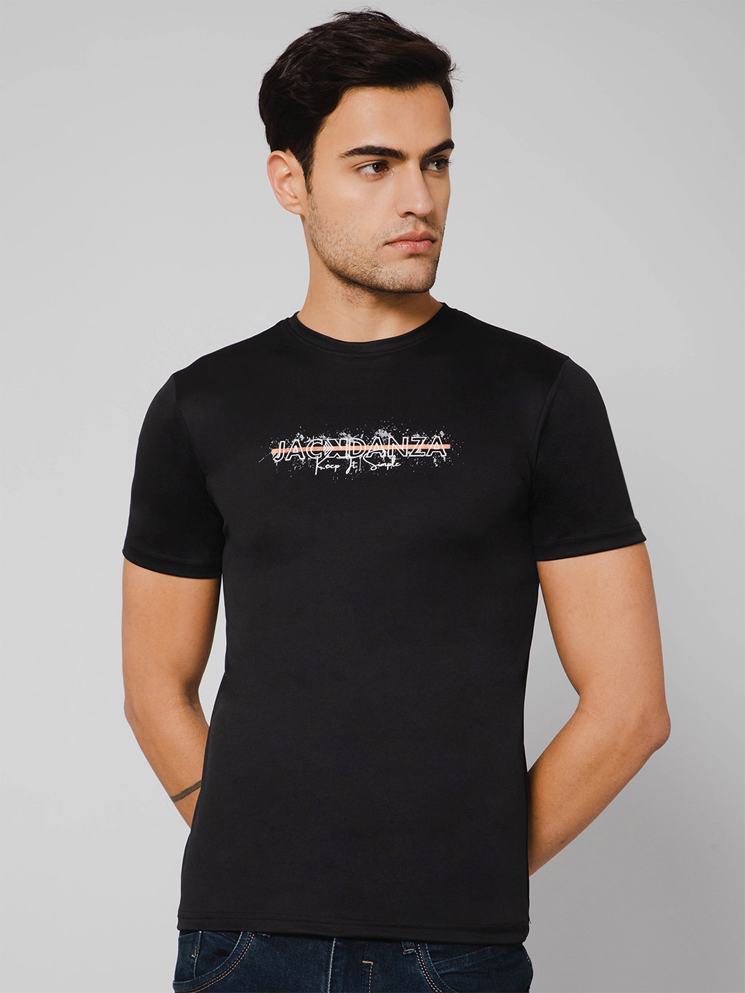 

JACKDANZA Round Neck Short Sleeve T-shirt, Black