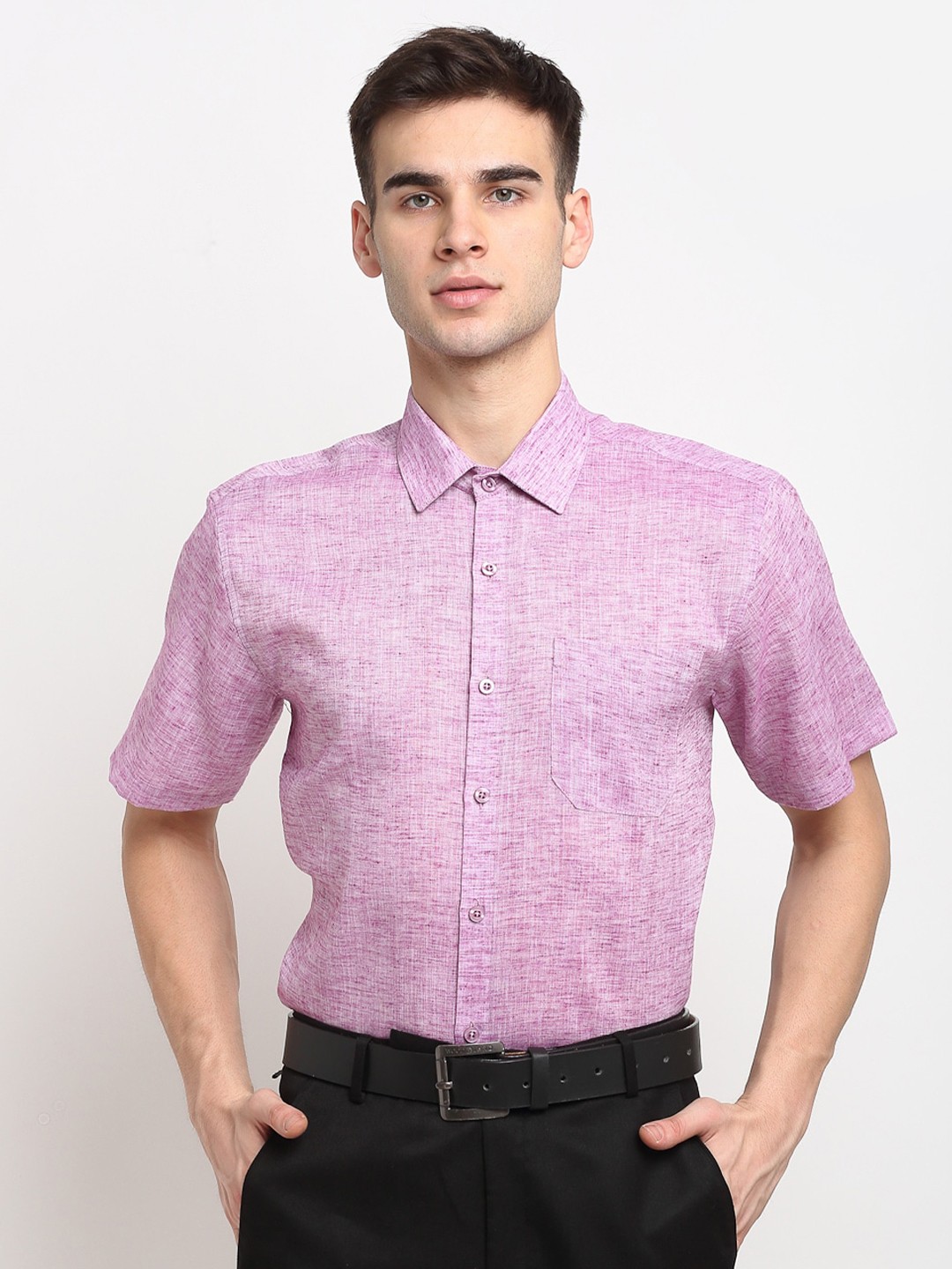 

JAINISH Spread Collar Pure Cotton Formal Shirt, Purple