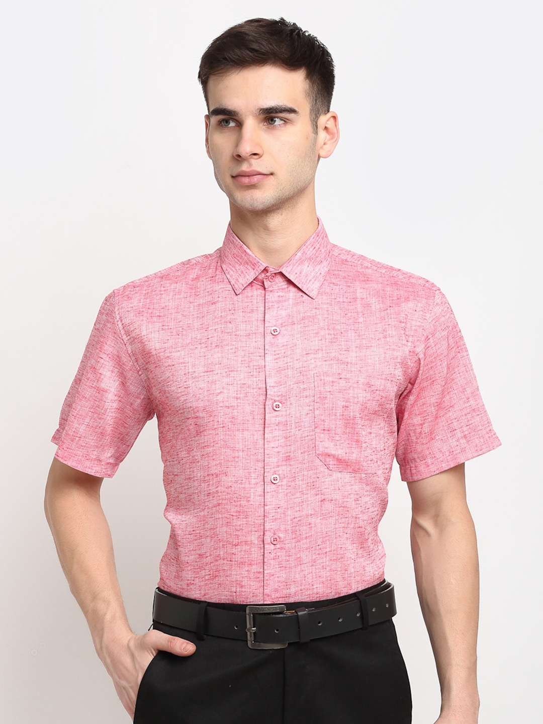 

JAINISH Spread Collar Pure Cotton Formal Shirt, Red