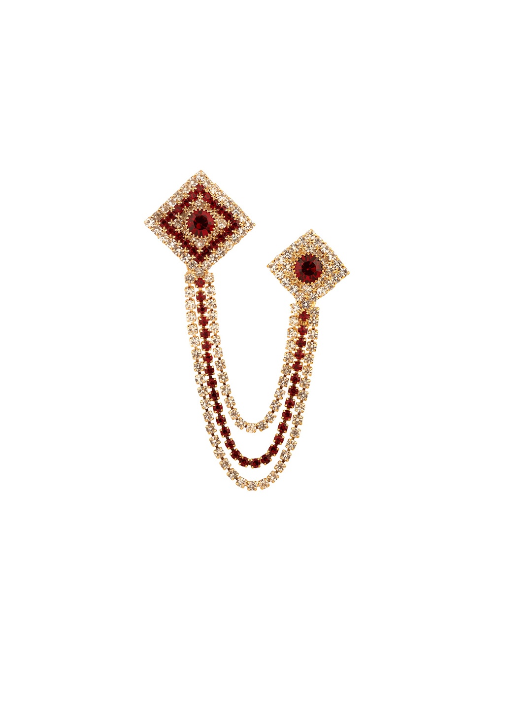 

Sanjog Gold-Toned Stone-Studded Statement Brooch Chain Lapel Pin