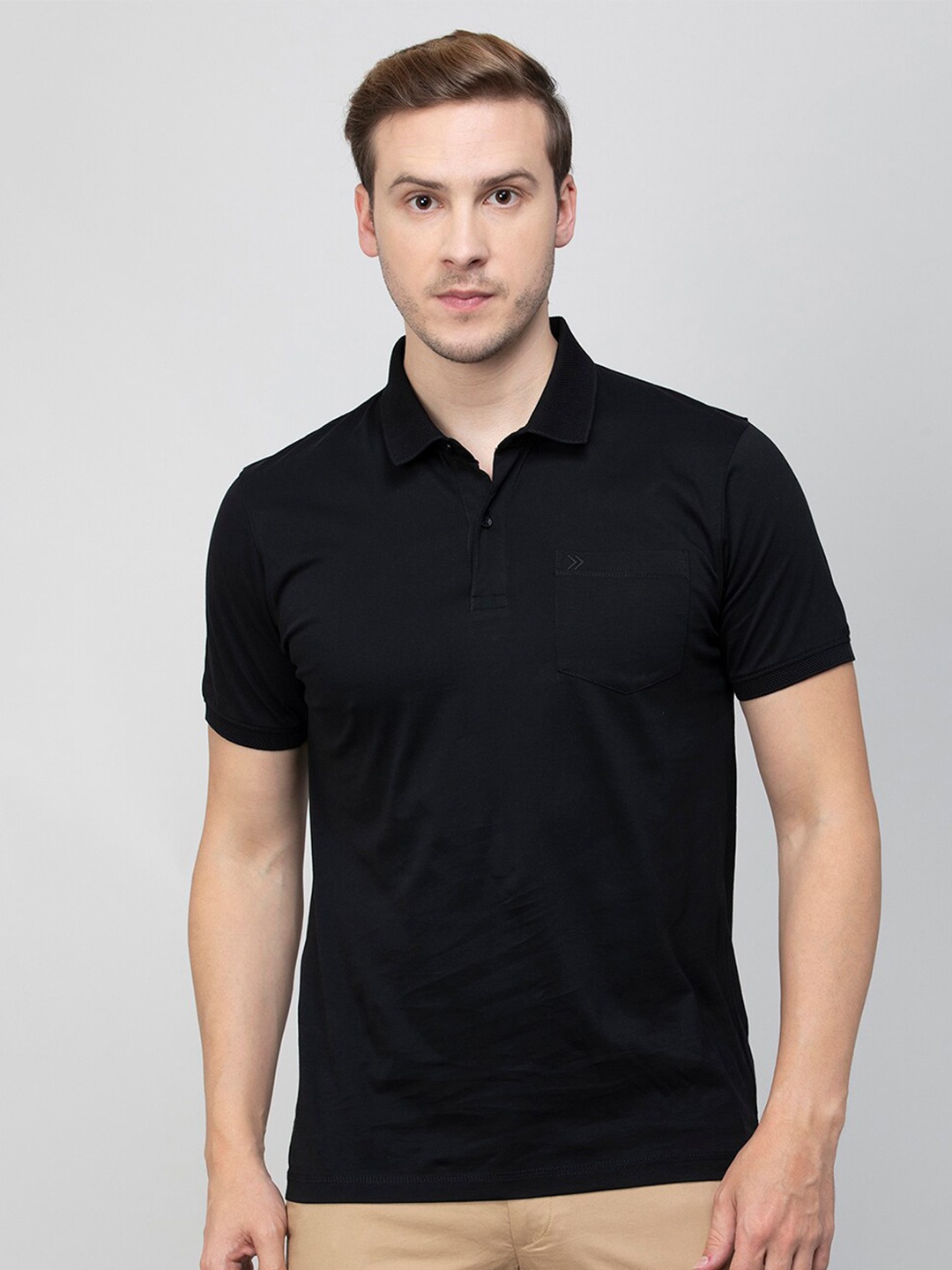 

CODE by Lifestyle Polo Collar Cotton T-shirt, Black