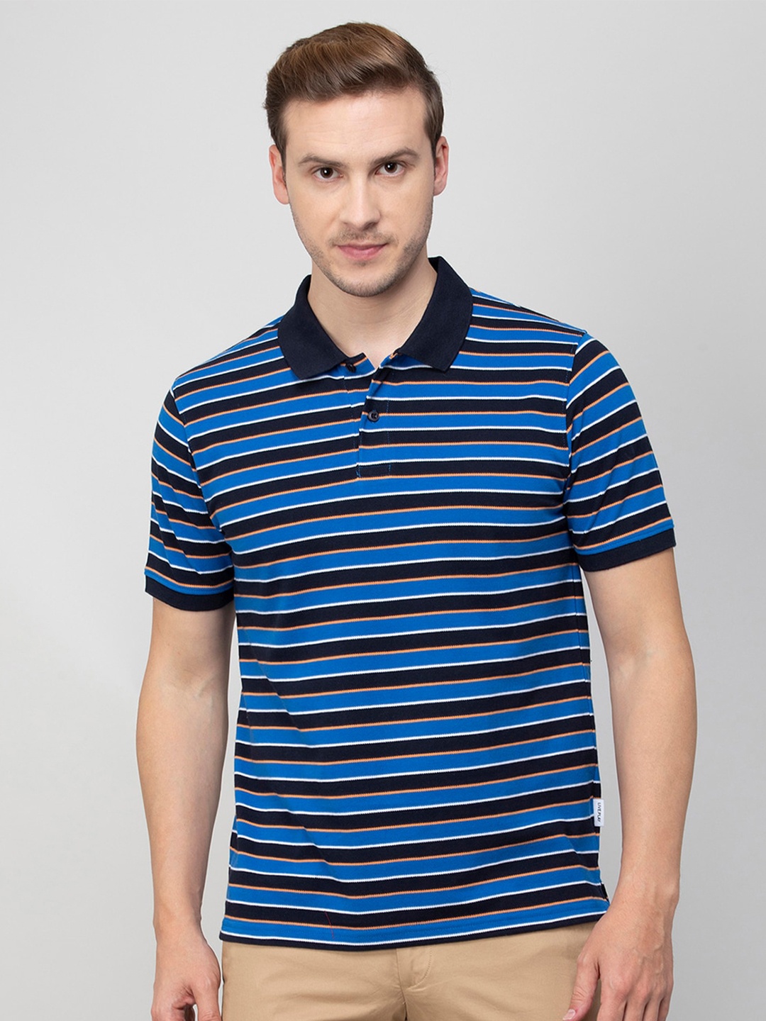 

Fame Forever by Lifestyle Striped Polo Collar T-shirt, Blue