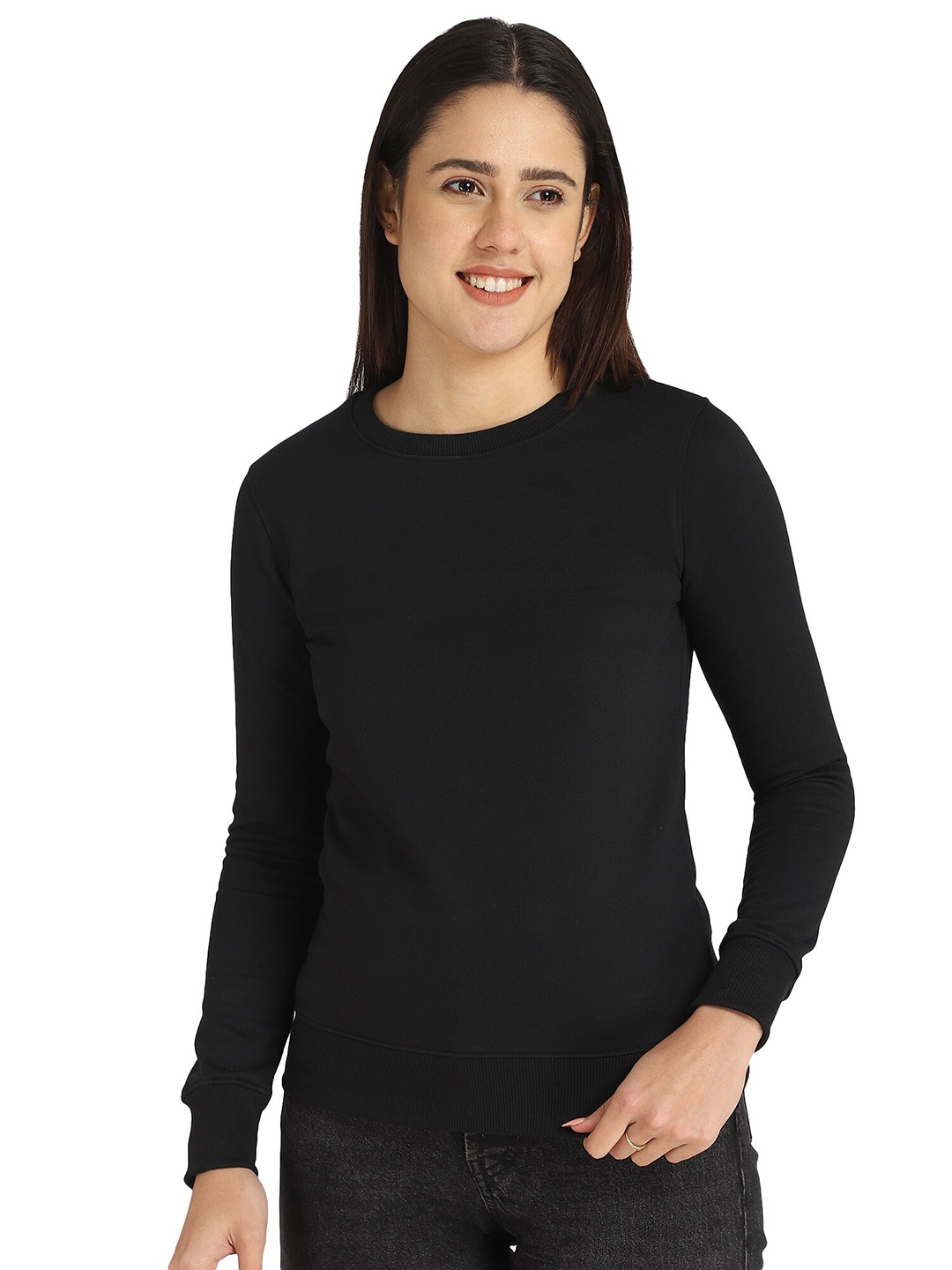 

DYCA Round Neck Cotton Sweatshirt, Black