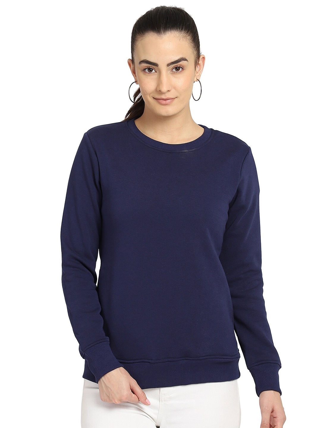 

DYCA Round Neck Long Sleeves Cotton Pullover Sweatshirt, Blue