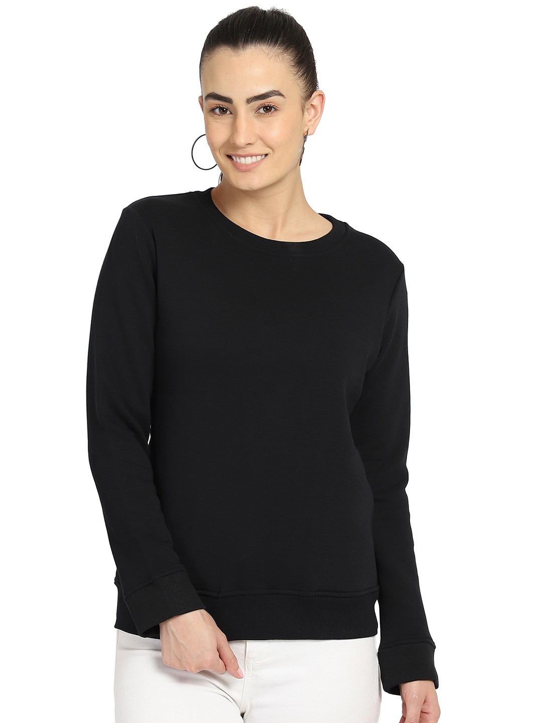 

DYCA Round Neck Cotton Sweatshirt, Black