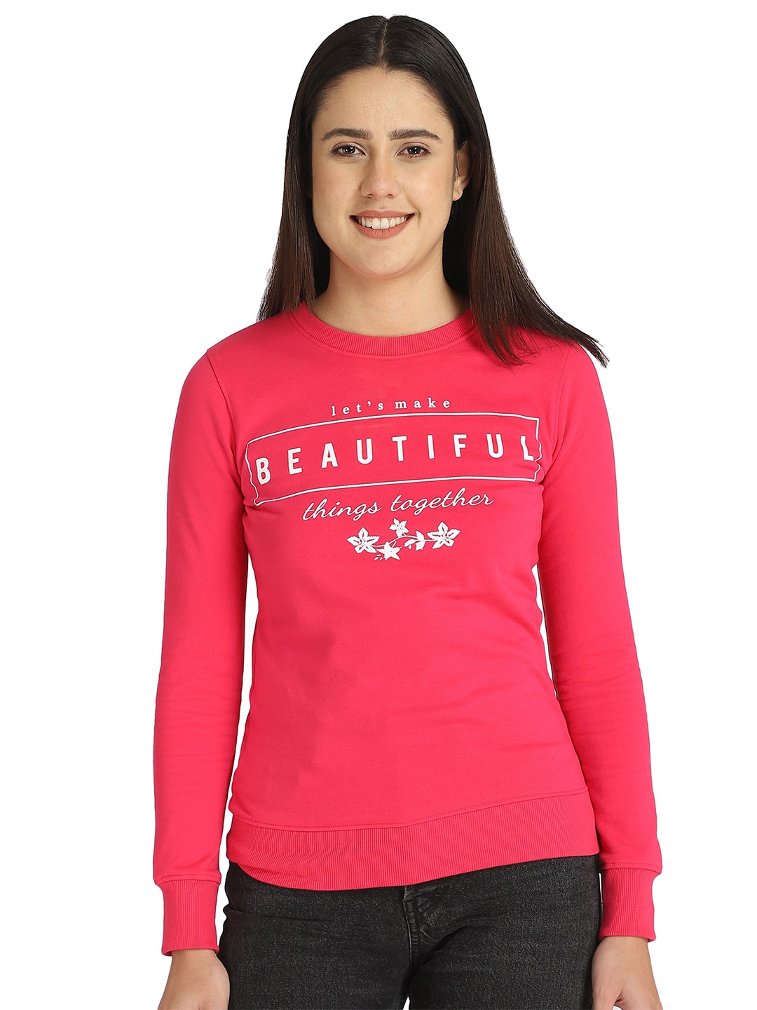 

DYCA Typography Printed Cotton Sweatshirt, Pink