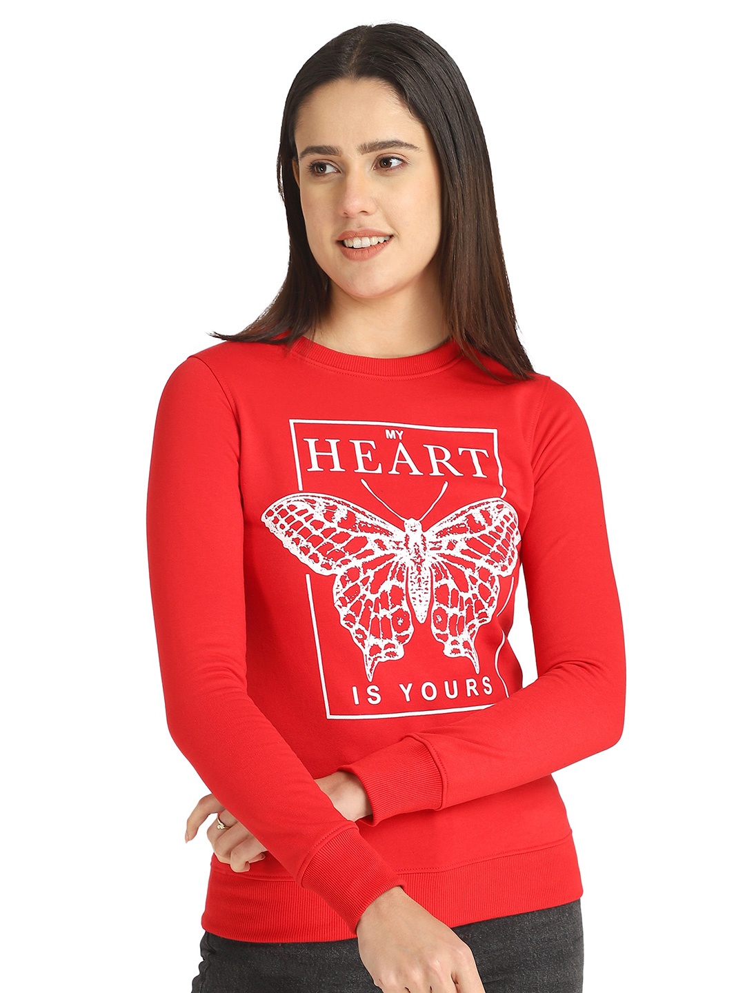 

DYCA Typography Printed Cotton Sweatshirt, Red