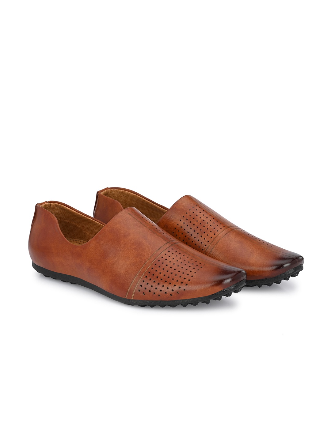 

Azzaro Black Men Lightweight Perforations Mojaris, Tan