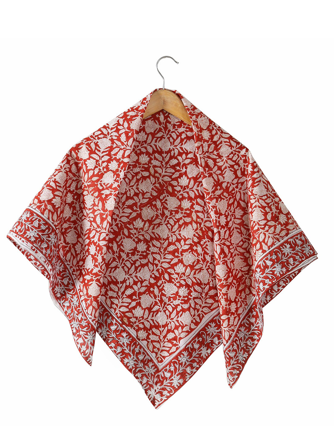

HANDICRAFT PALACE Floral Printed Cotton Square Scarf, Red