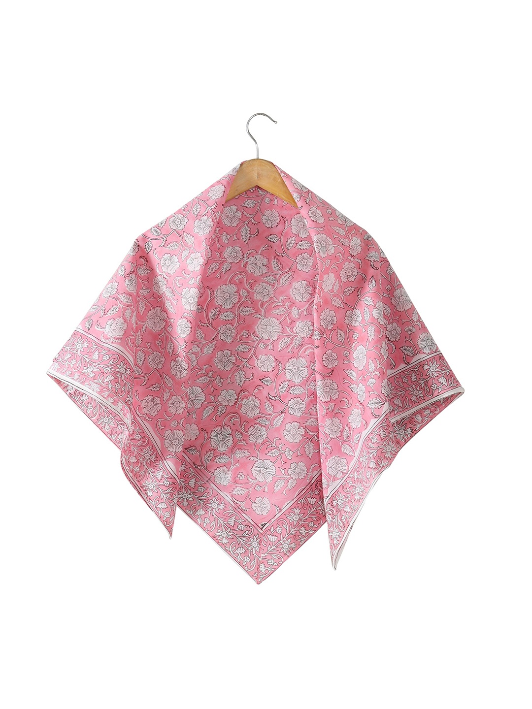 

HANDICRAFT PALACE Floral Printed Cotton Square Scarf, Pink