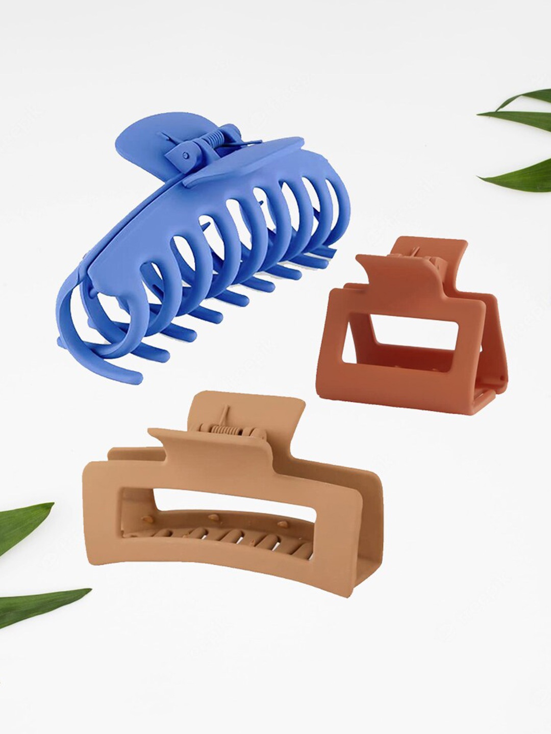 

FIMBUL Women Set of 3 Matte Claw Clip, Blue