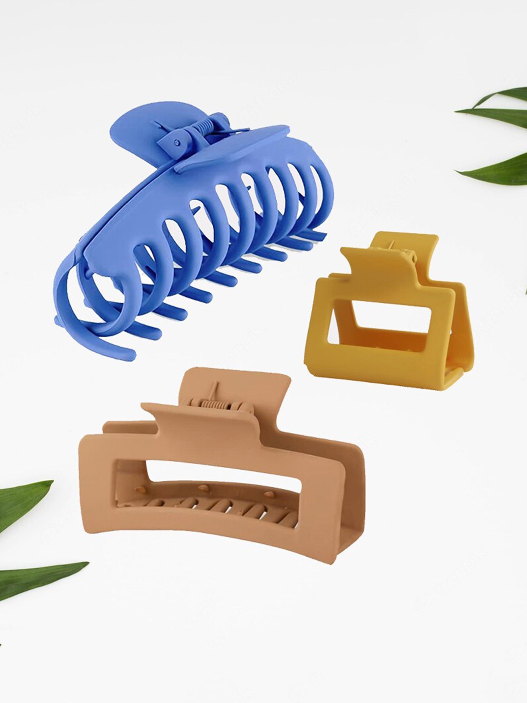 

FIMBUL Women Set of 3 Matte Claw Clip, Blue