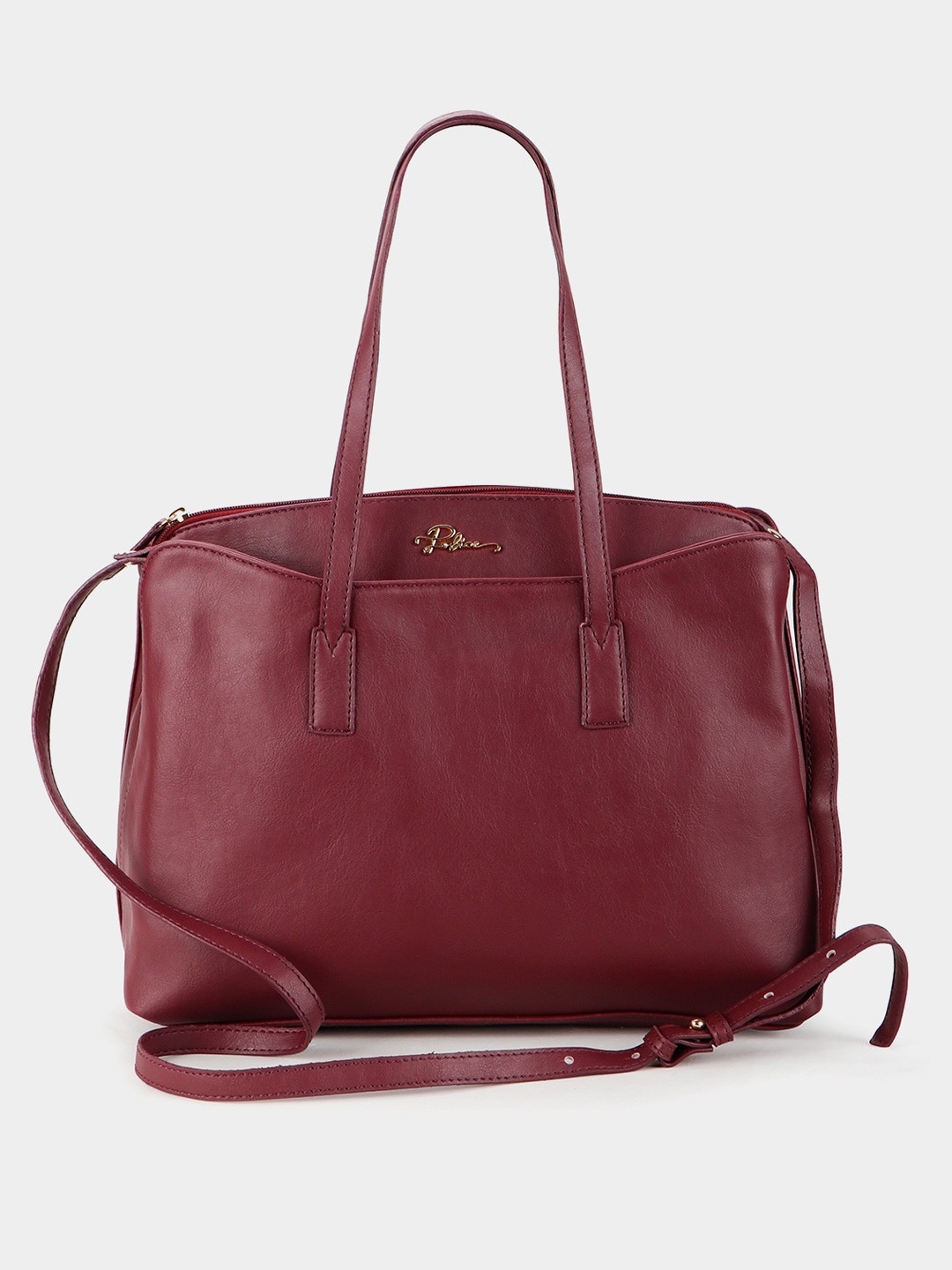

Police Oversized Structured Shoulder Bag, Burgundy