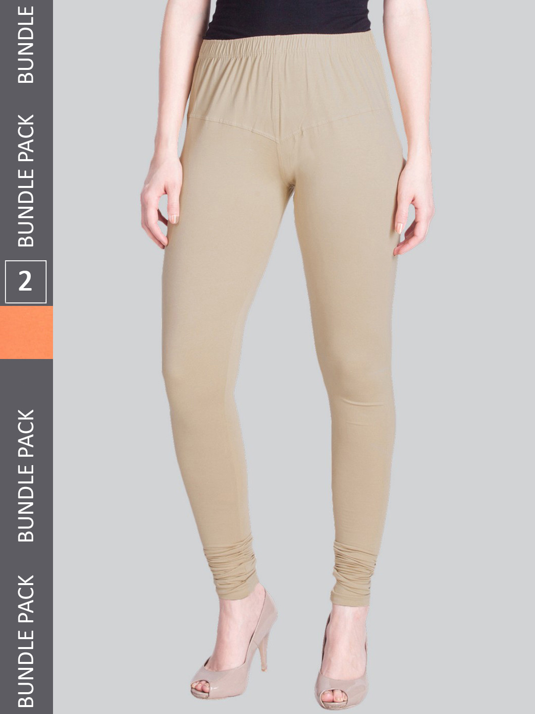 

LYRA Women Pack Of 2 Churidar-Length Cotton Lycra Leggings, Grey