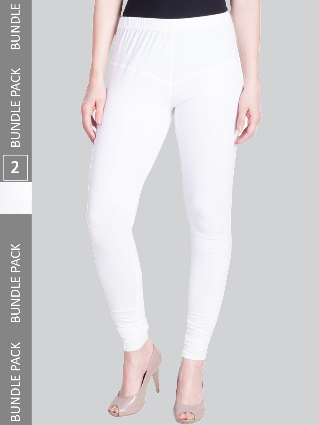

LYRA Women Pack Of 2 Churidar-Length Cotton Lycra Leggings, White