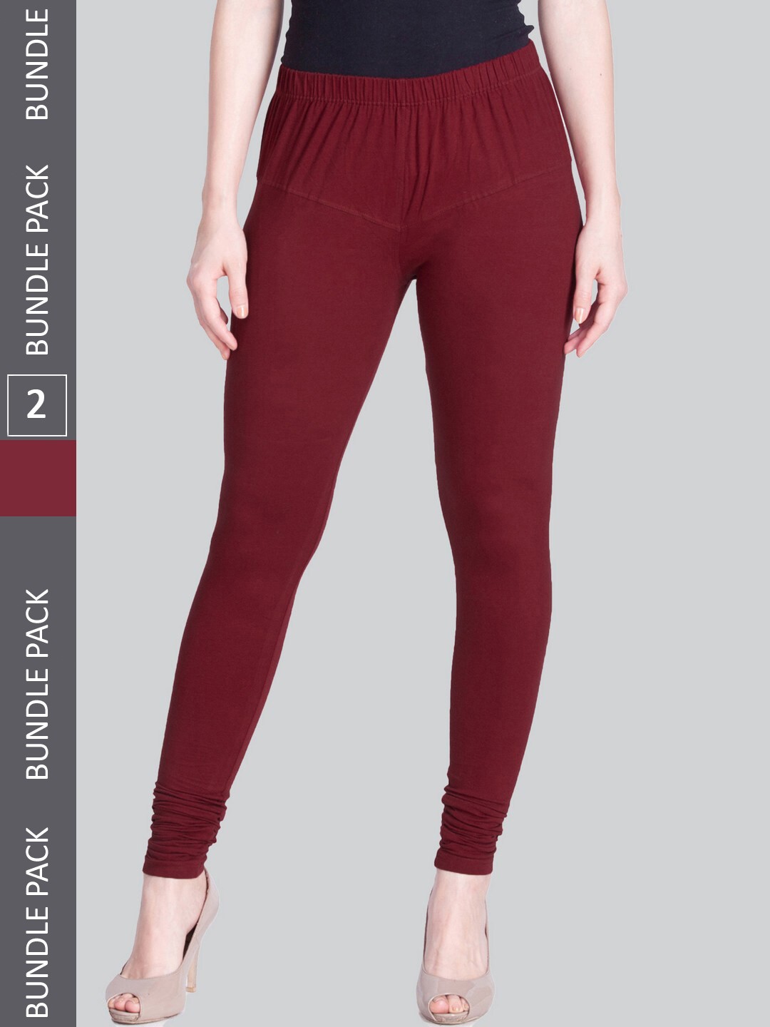 

LYRA Women Pack Of 2 Churidar-Length Cotton Lycra Leggings, Brown