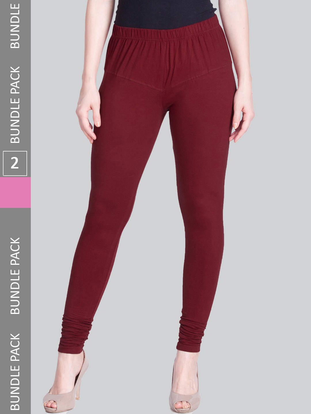 

LYRA Women Pack Of 2 4-Way Stretch Churidar-Length Cotton Lycra Leggings, Brown