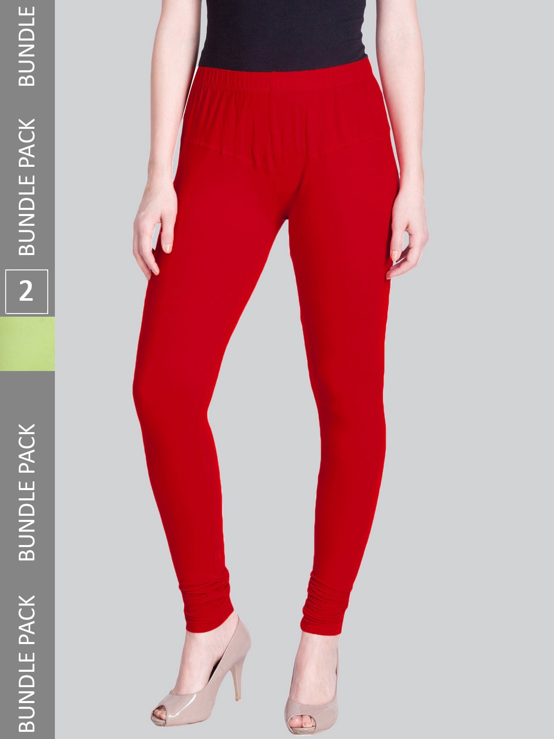 

LYRA Women Pack Of 2 4-Way Stretch Churidar-Length Cotton Lycra Leggings, Red