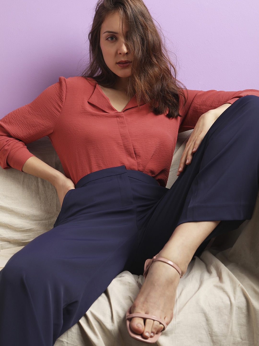 

Vero Moda V-Neck Shirt Style Top, Coral