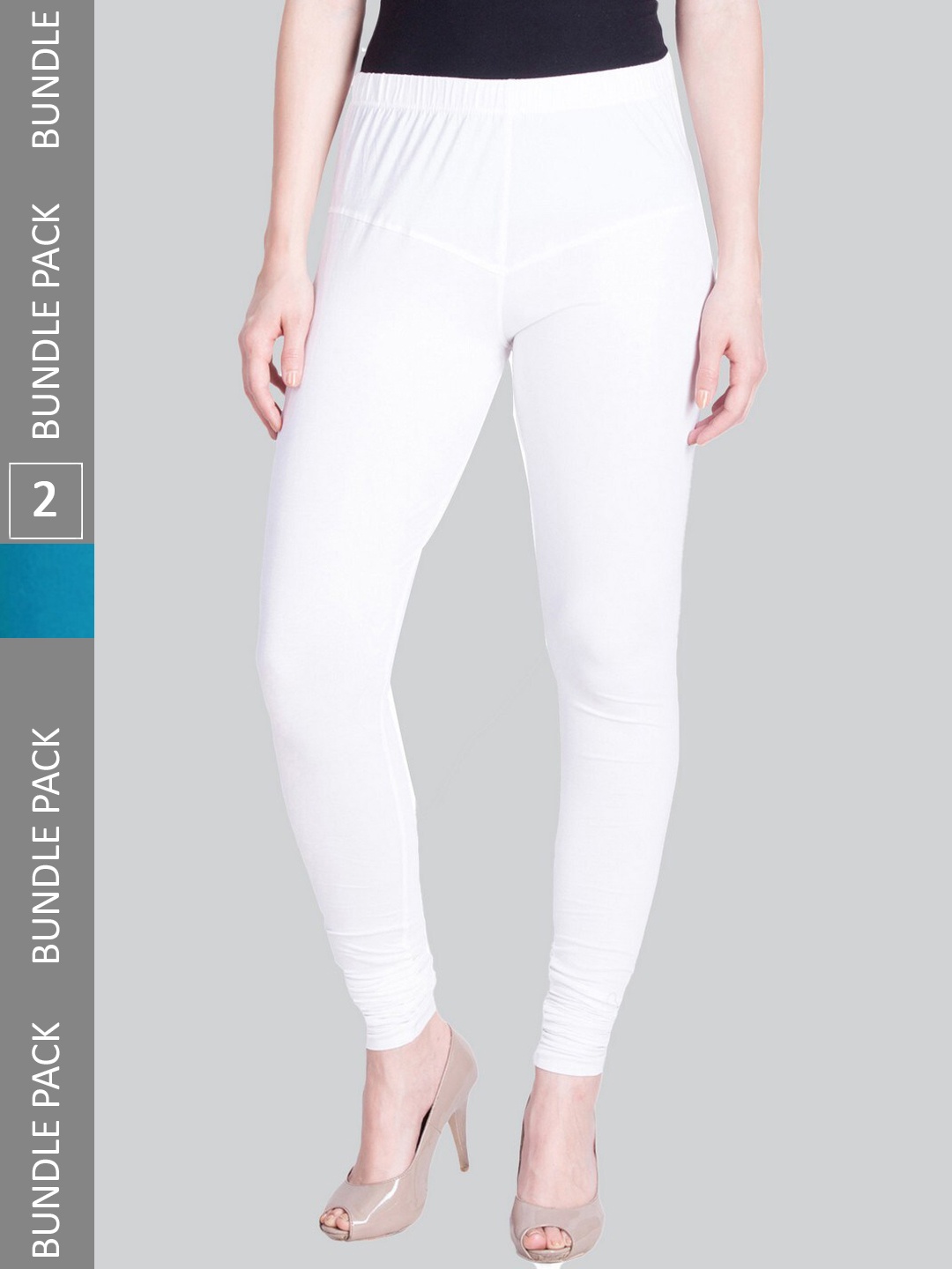 

LYRA Women Pack Of 2 4-Way Stretch Churidar-Length Cotton Lycra Leggings, White