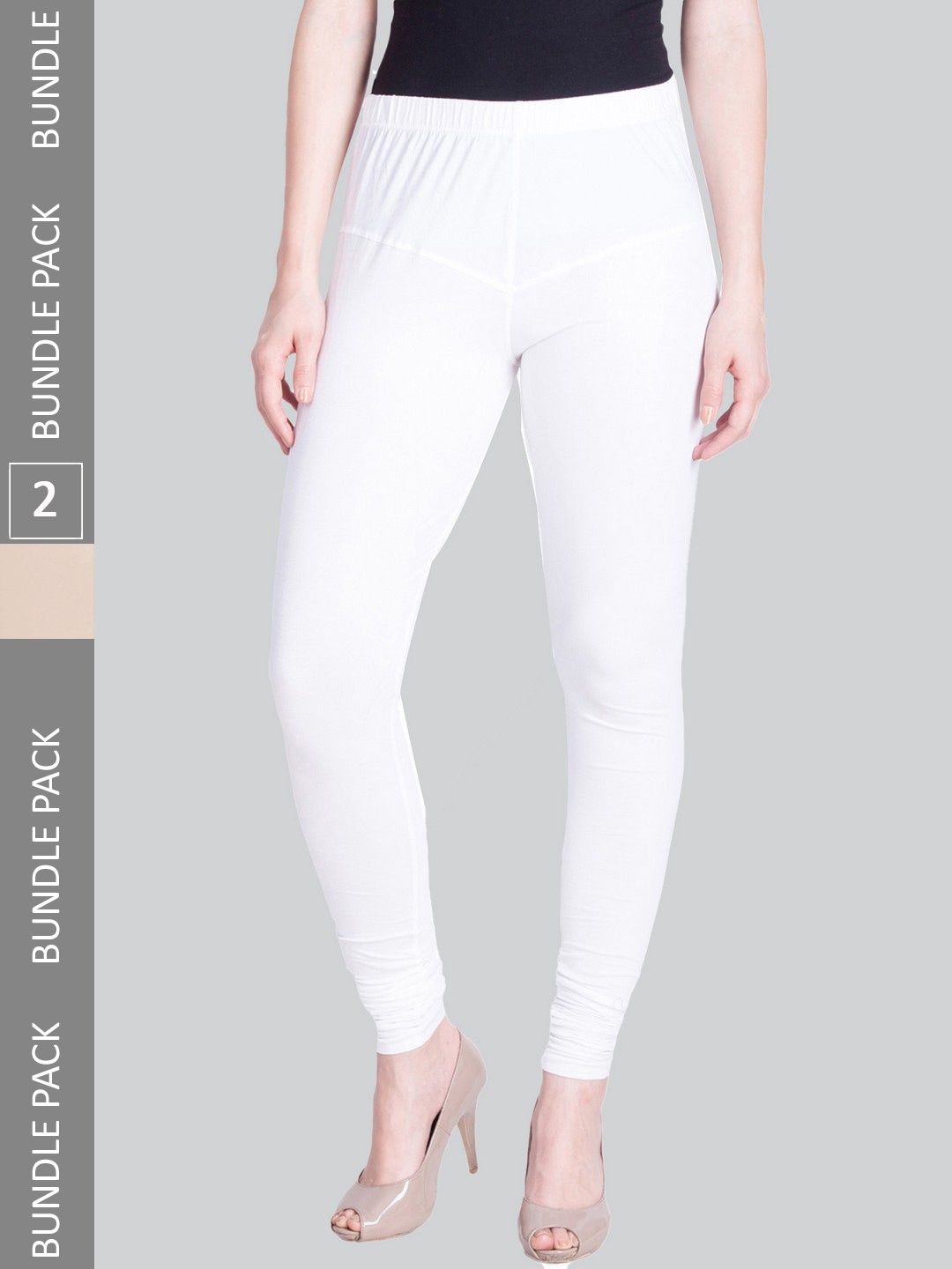 

LYRA Women Pack Of 2 4-Way Stretch Churidar-Length Cotton Lycra Leggings, White