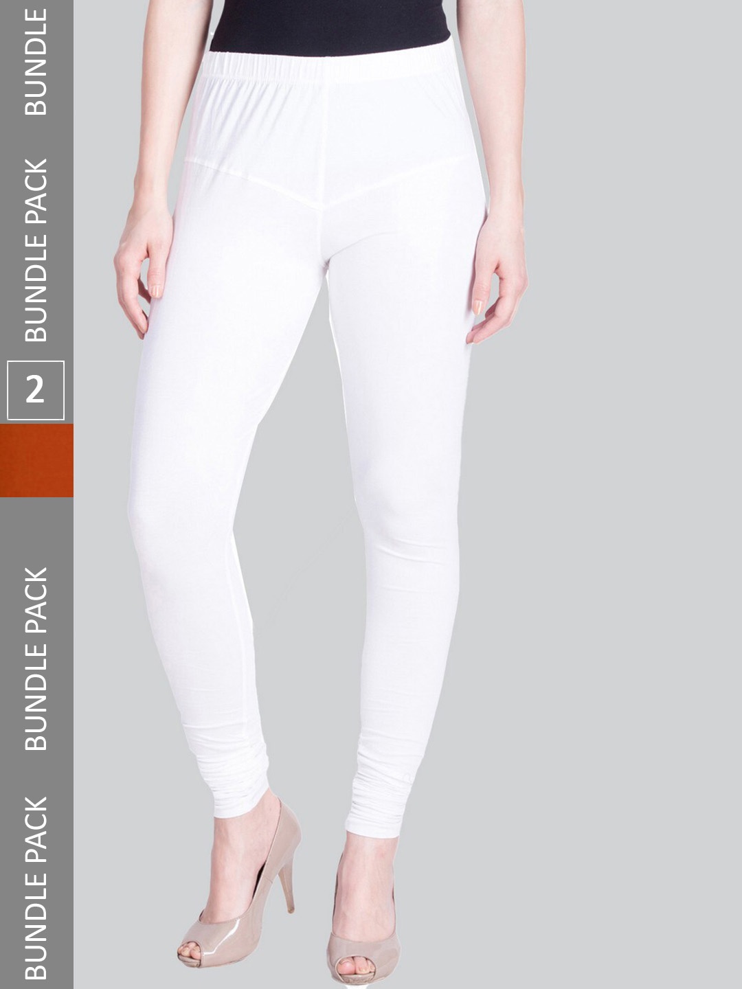 

LYRA Women Pack Of 2 Churidar-Length Cotton Lycra Leggings, White