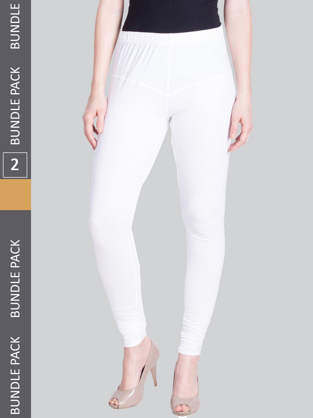 

LYRA Women Pack Of 2 4-Way Stretch Churidar-Length Cotton Lycra Leggings, White