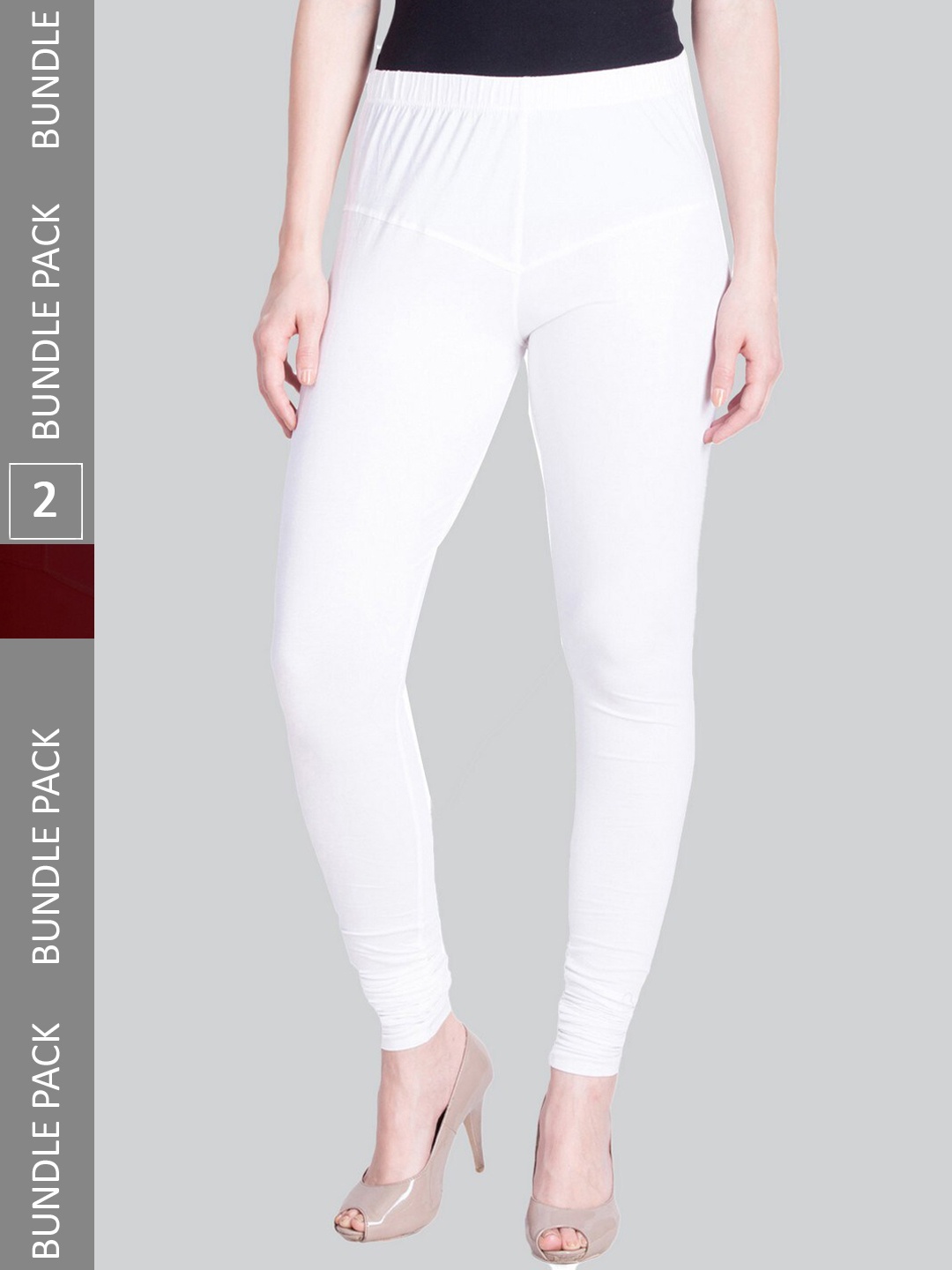 

LYRA Women Pack Of 2 Churidar-Length Cotton Lycra Leggings, White