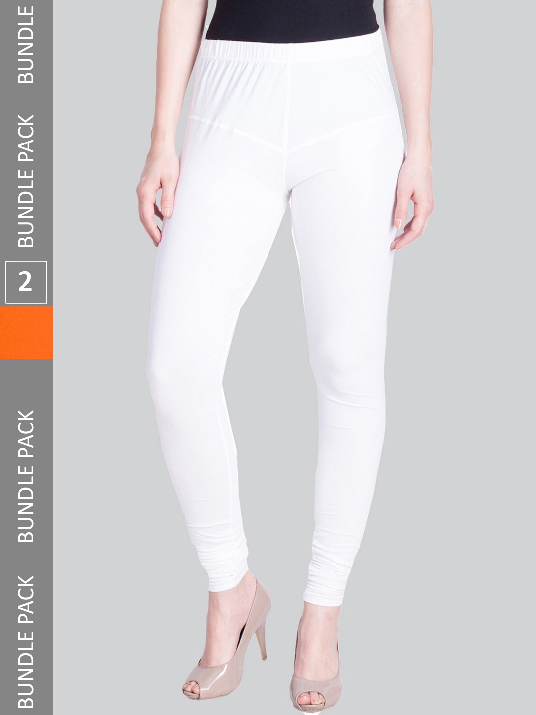 

LYRA Women Pack Of 2 Churidar-Length Cotton Lycra Leggings, Orange