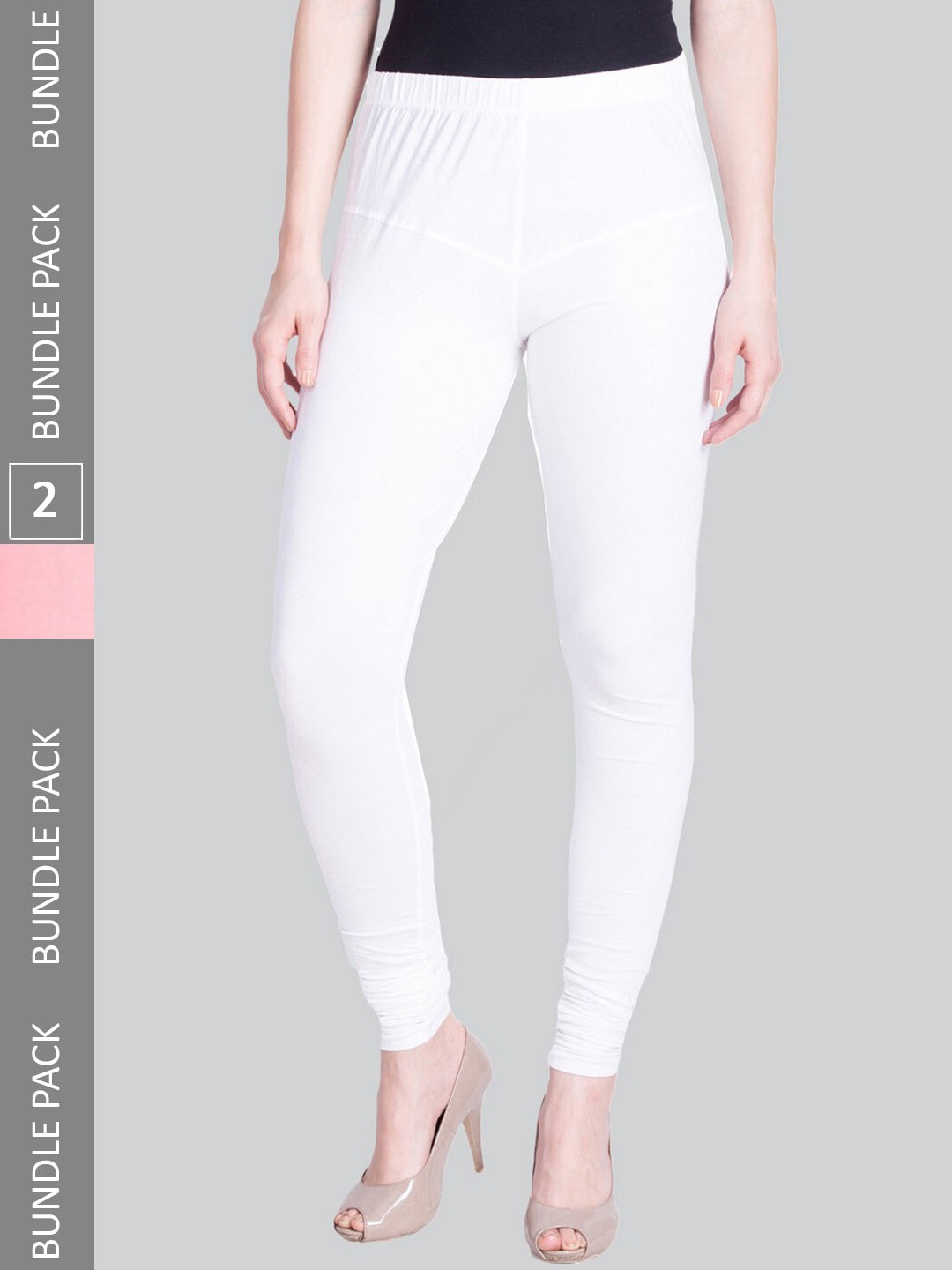 

LYRA Women Pack Of 2 Churidar-Length Cotton Lycra Leggings, Pink