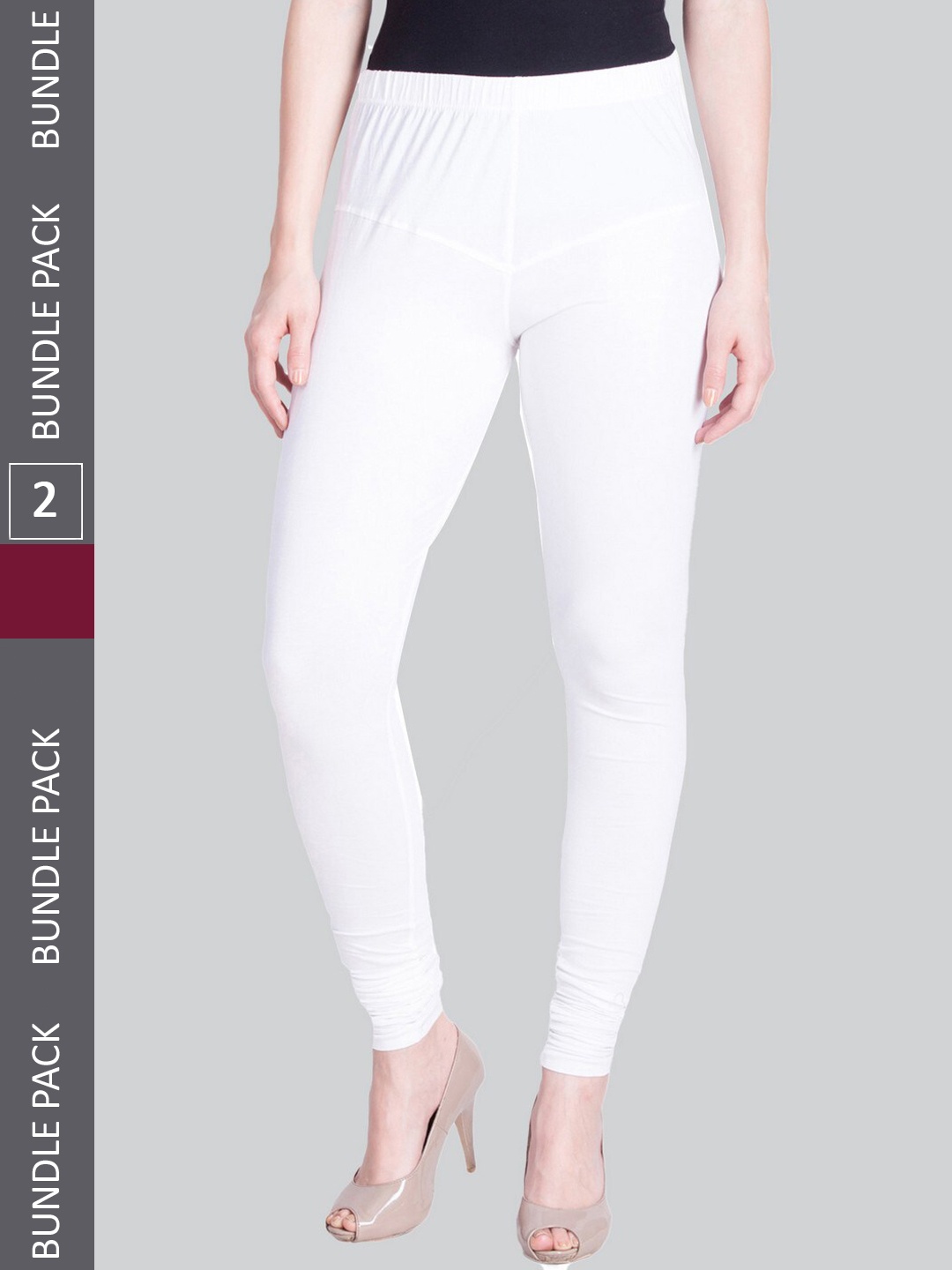 

LYRA Women Pack Of 2 Churidar-Length Cotton Lycra Leggings, Maroon