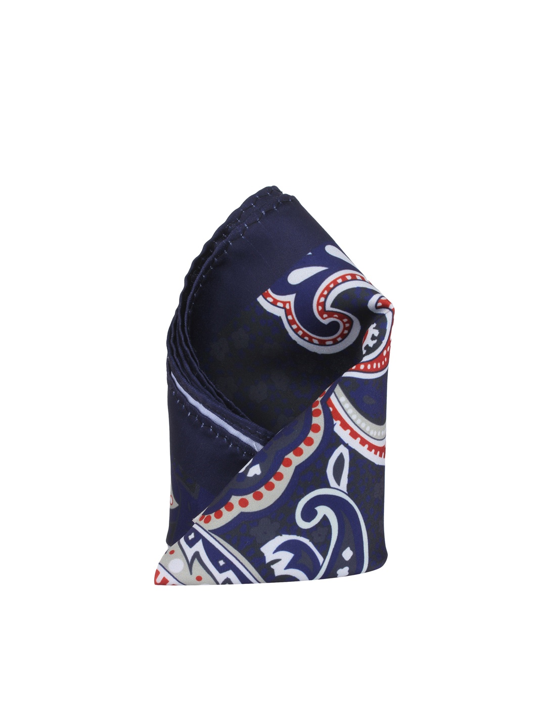 

Alvaro Castagnino Blue & White Printed Pocket Square, Navy blue
