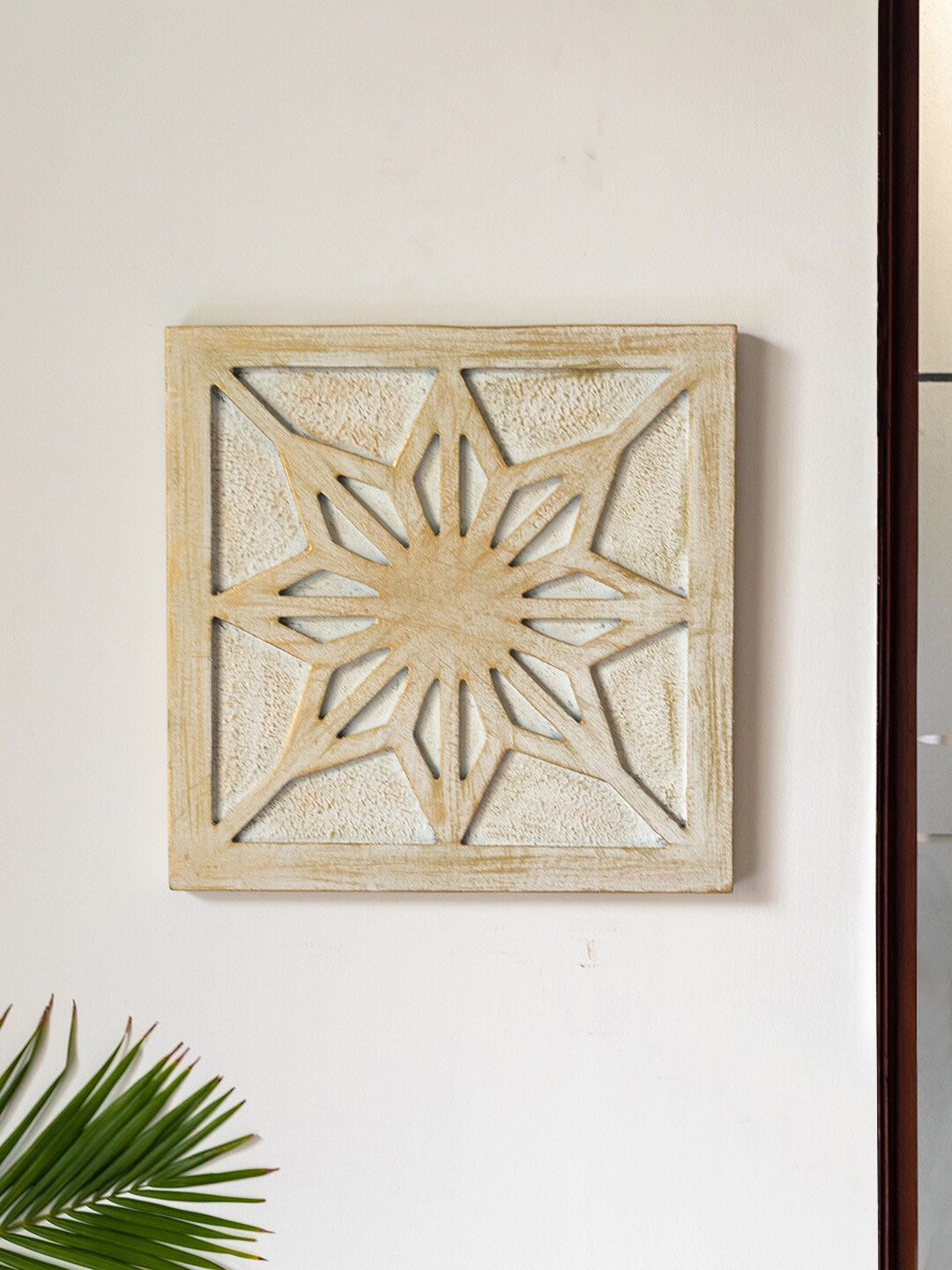 

ExclusiveLane Cream-Coloured Textured Wooden Hanging Wall Decor