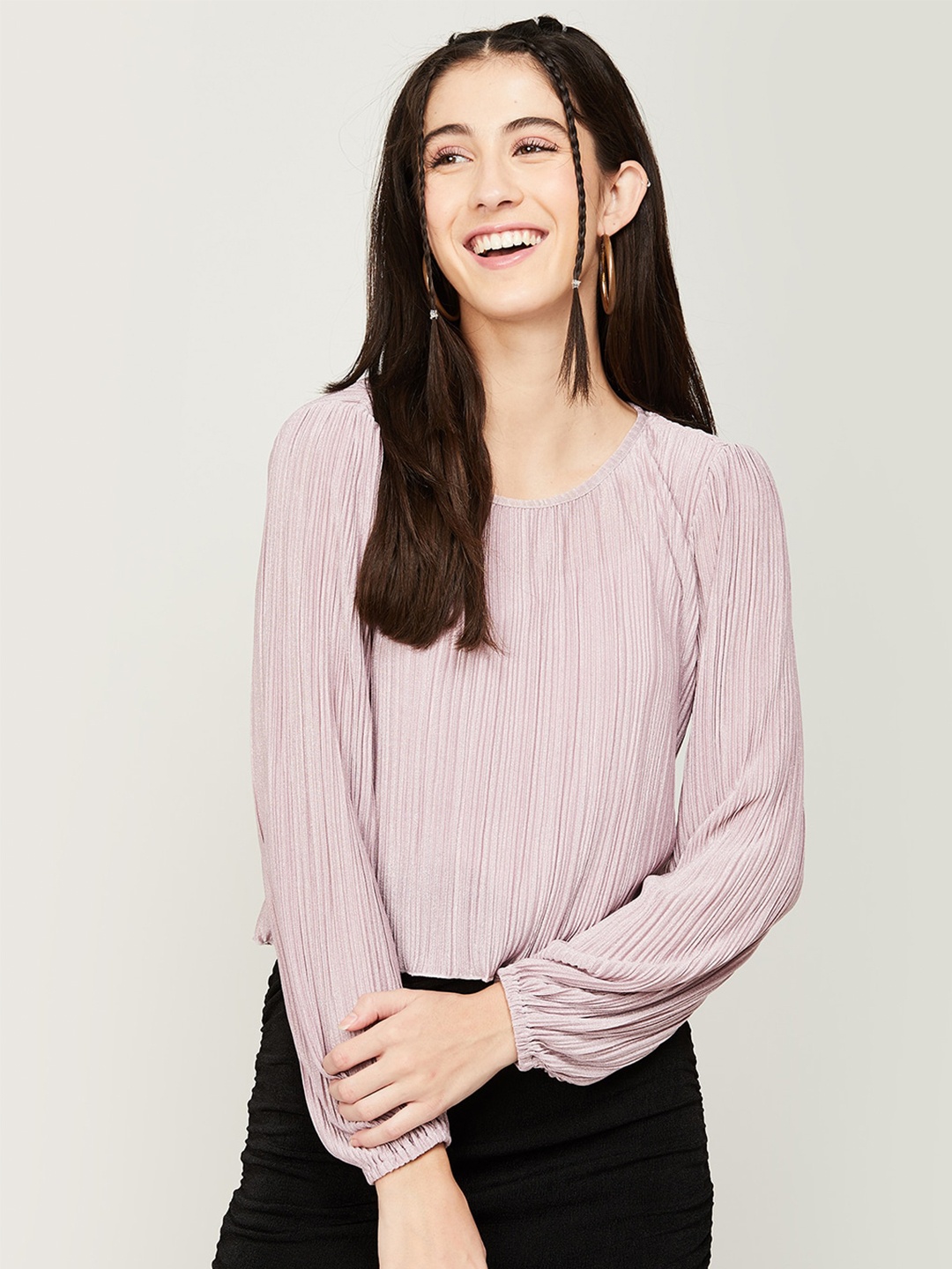 

Ginger by Lifestyle Self Design Puff Sleeves Top, Purple