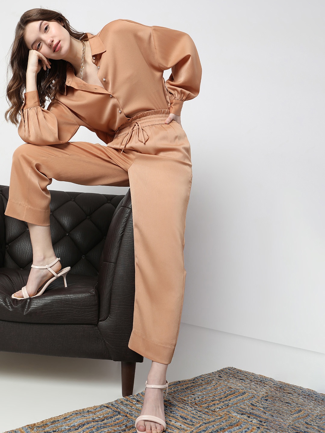 

Vero Moda Women Flared High-Rise Trousers, Camel brown