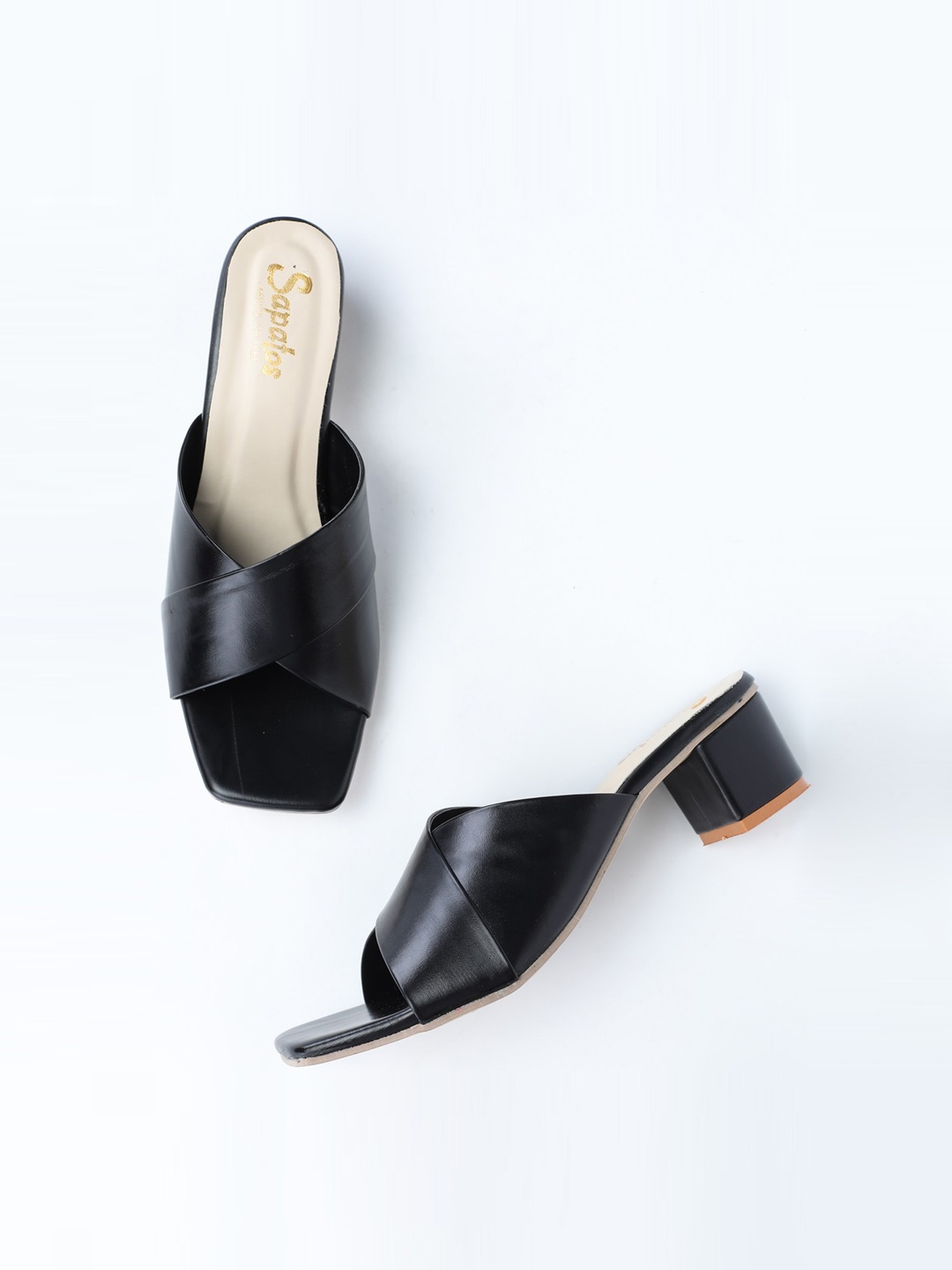 

SAPATOS Women Peep Toe Block Heels, Black