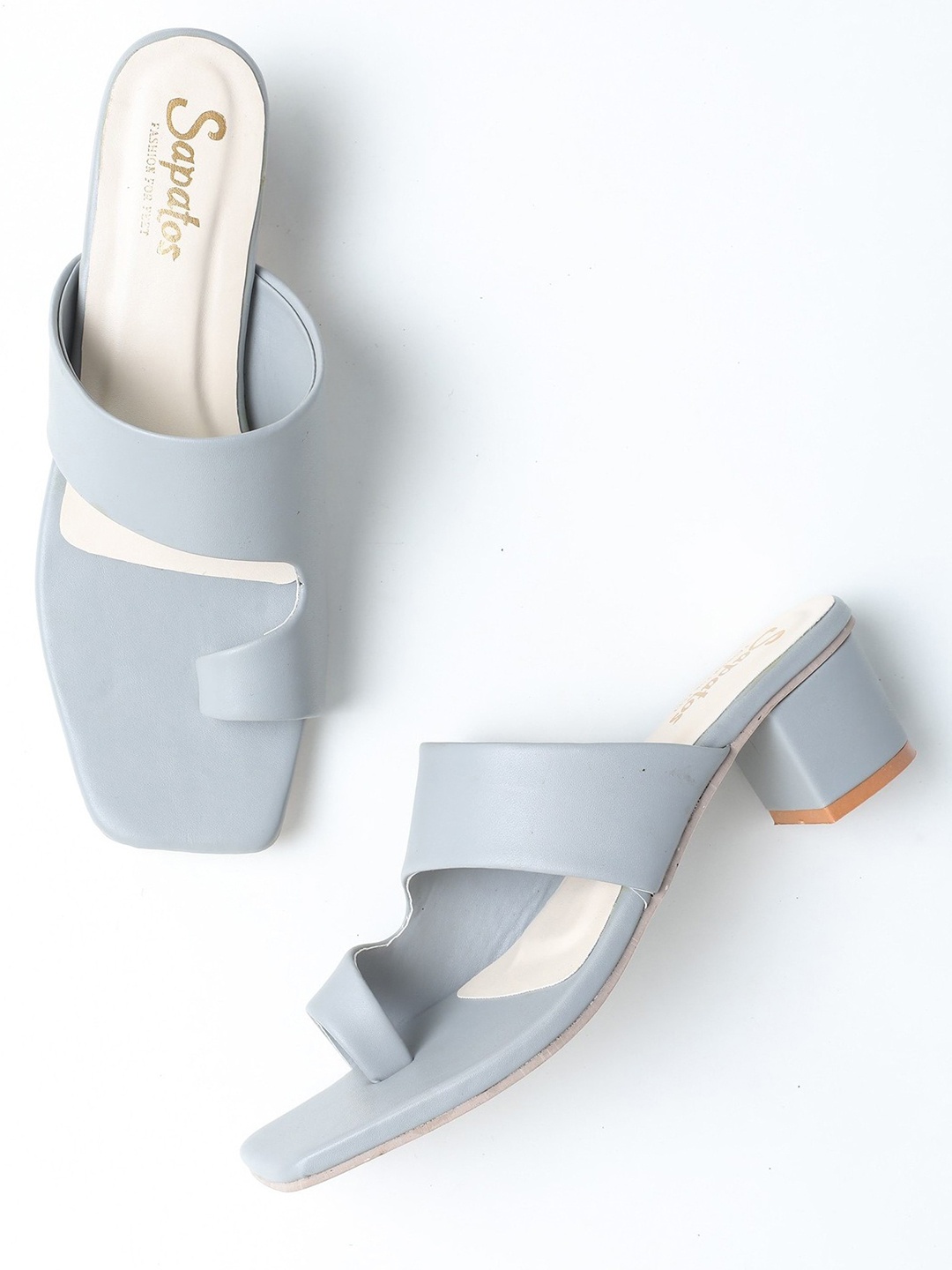 

SAPATOS Women Open Toe Block Heels, Grey