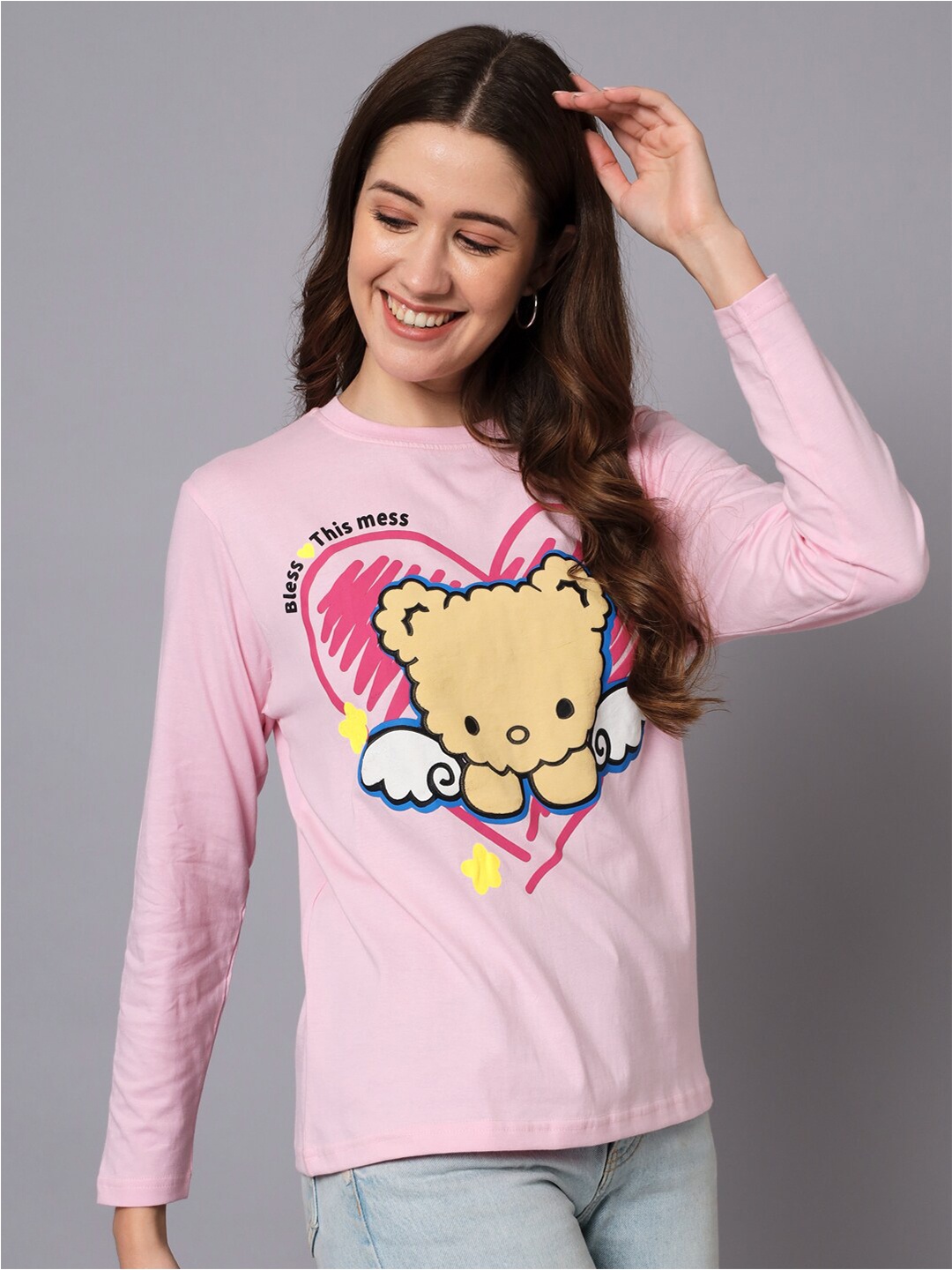 

The Dry State Graphic Printed Long Slevee Cotton T-shirt, Pink