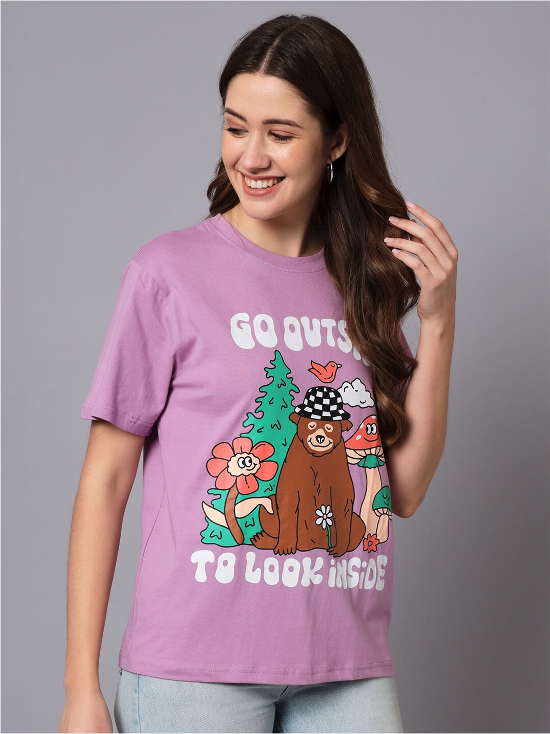 

The Dry State Graphic Printed Cotton Oversize T-shirt, Lavender