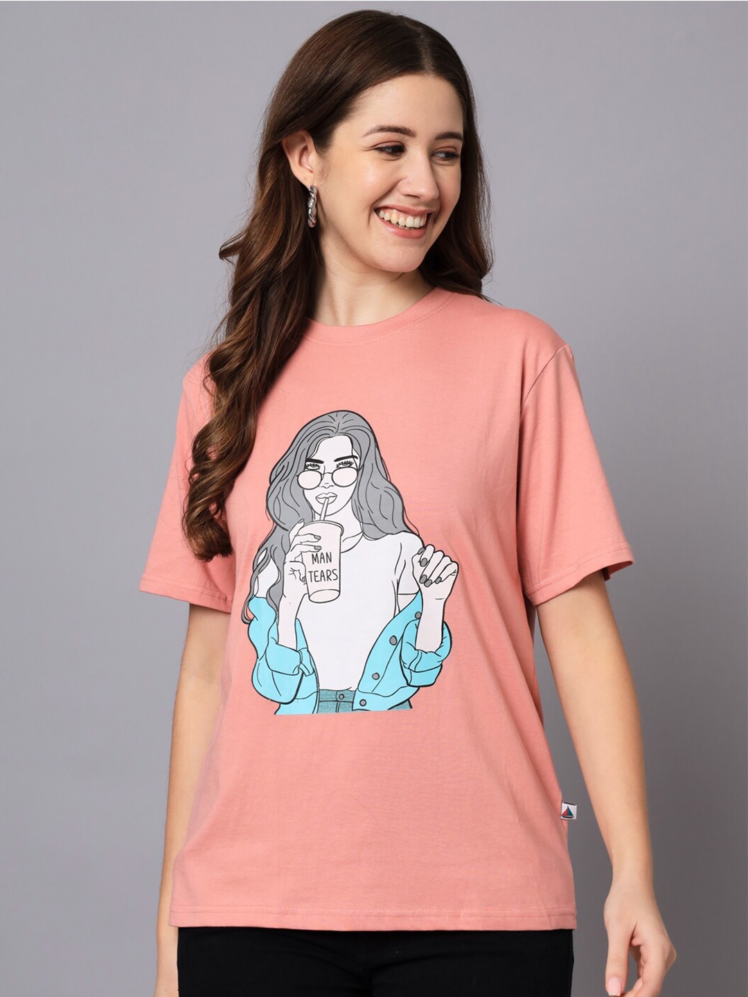 

The Dry State Graphic Printed Cotton Loose Fit T-shirt, Rose