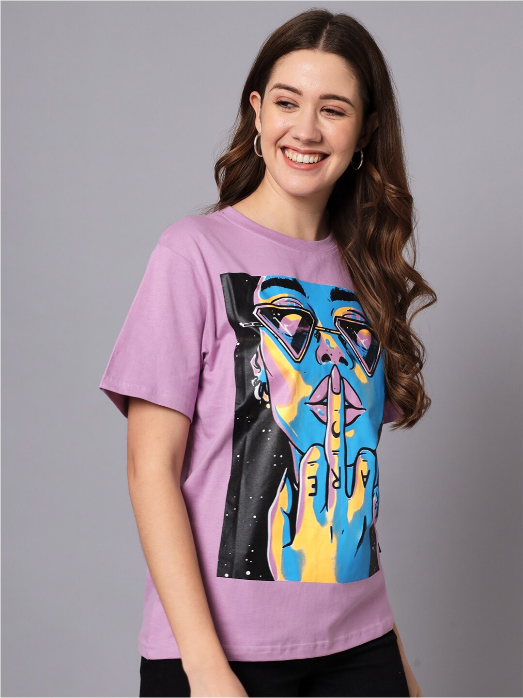 

The Dry State Graphic Printed Pure Cotton Loose Fit T-shirt, Lavender