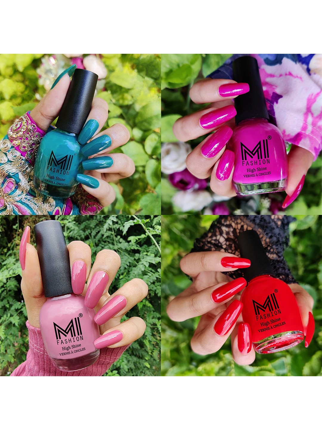 

MI FASHION Set Of 4 High Shine Long Lasting Glossy Nail Paints - 15ml Each, Red
