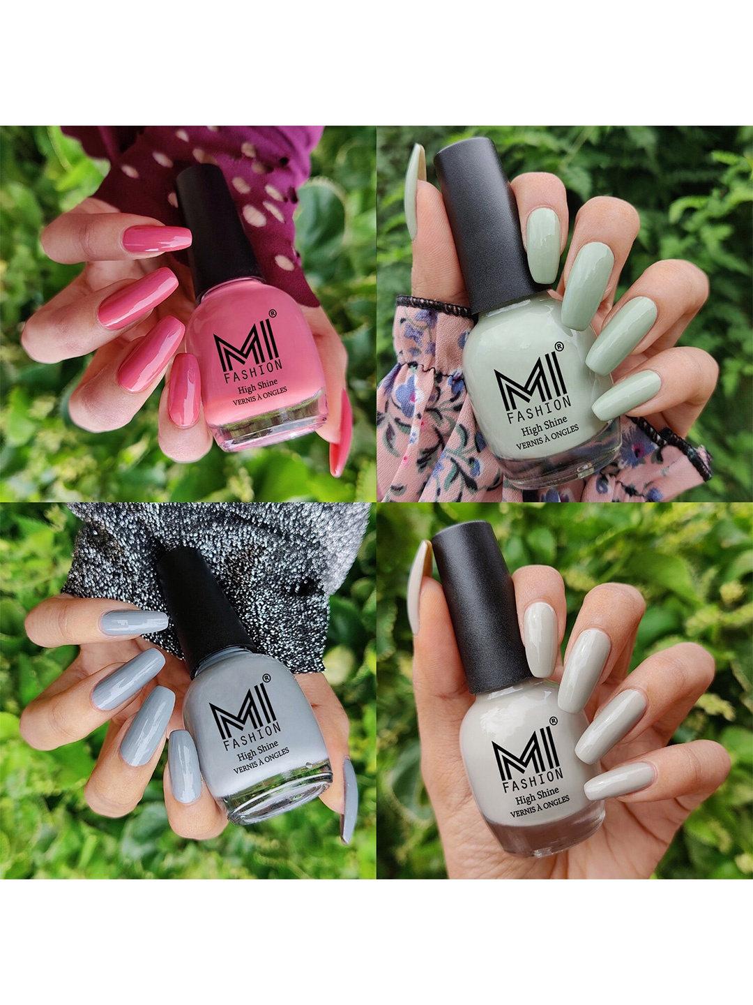 

MI FASHION Set Of 4 High Shine Long Lasting Glossy Nail Paints - 15ml Each, Pink