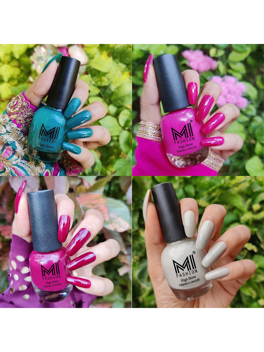 

MI FASHION Set Of 4 High Shine Long Lasting Glossy Nail Paints - 15ml Each, Blue