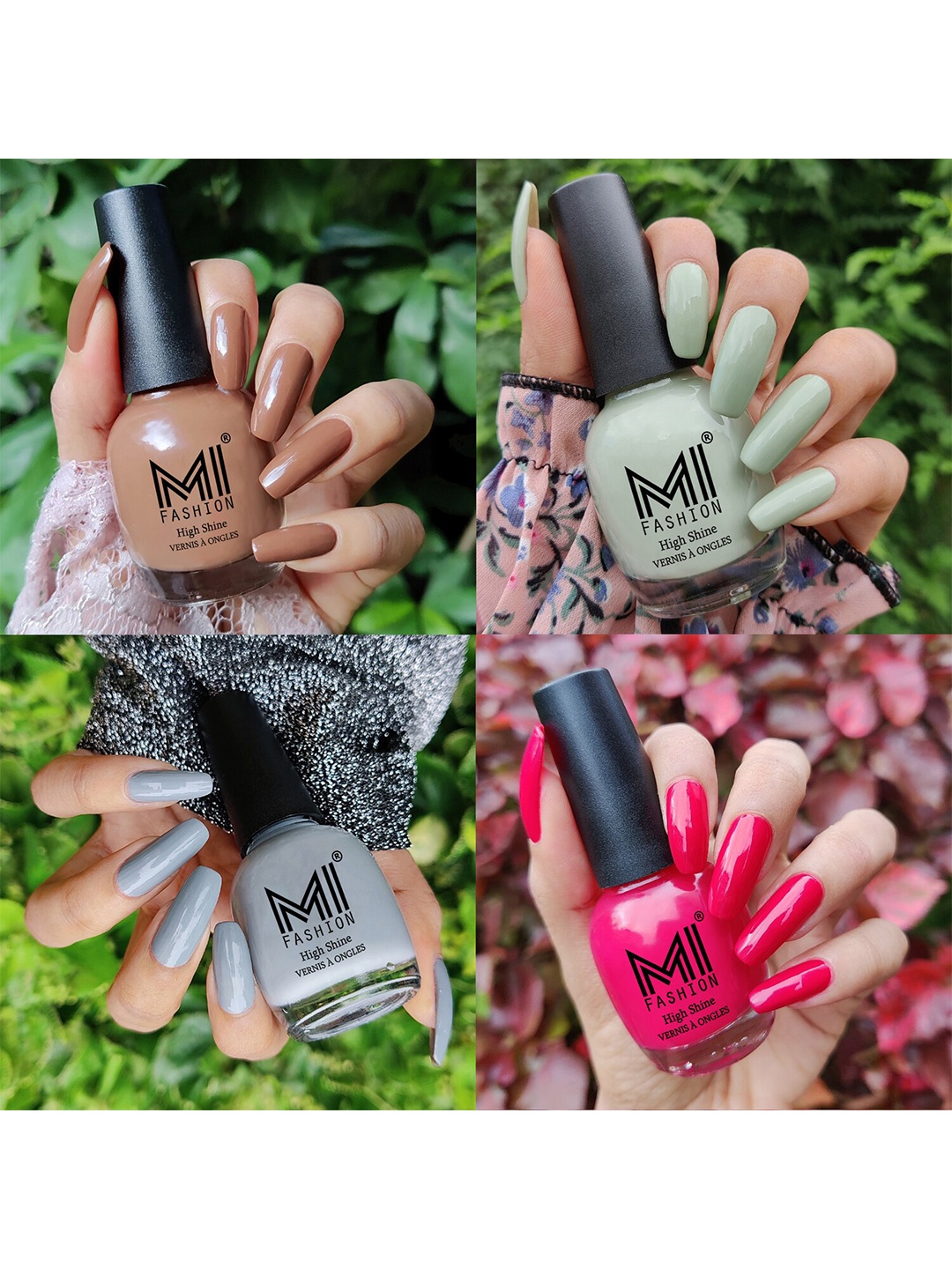 

MI FASHION Set Of 4 High-Shine Long-Lasting Glossy Nail Paint - 15ml each, Nude