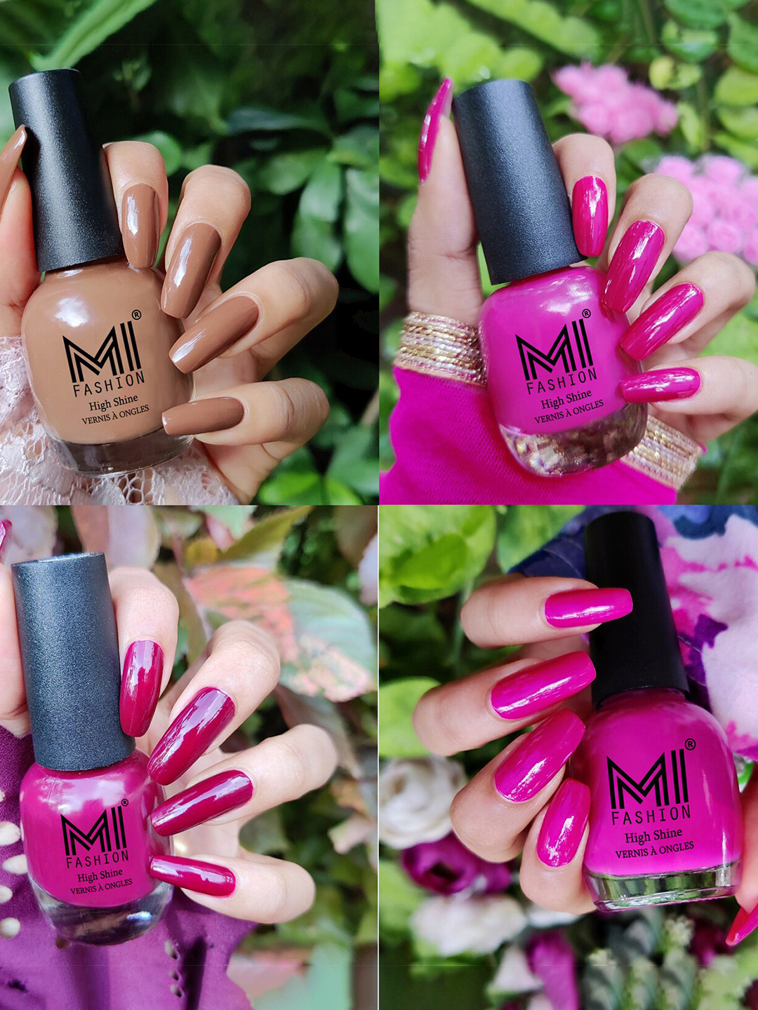 

MI FASHION Set Of 4 High-Shine Long-Lasting Glossy Nail Paint - 15ml each, Nude