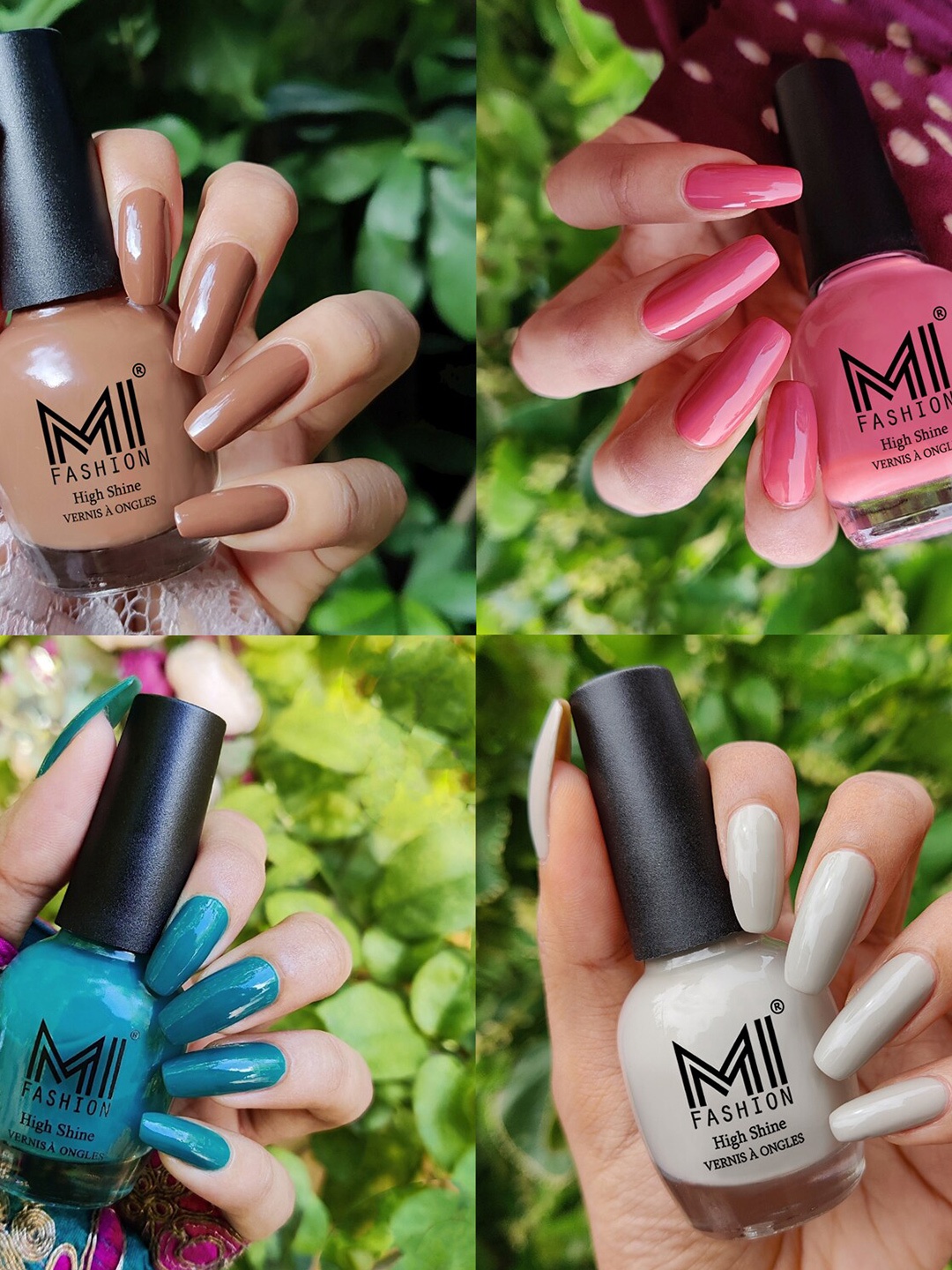 

MI FASHION Set Of 4 High-Shine Long-Lasting Glossy Nail Paint - 15ml each, Green